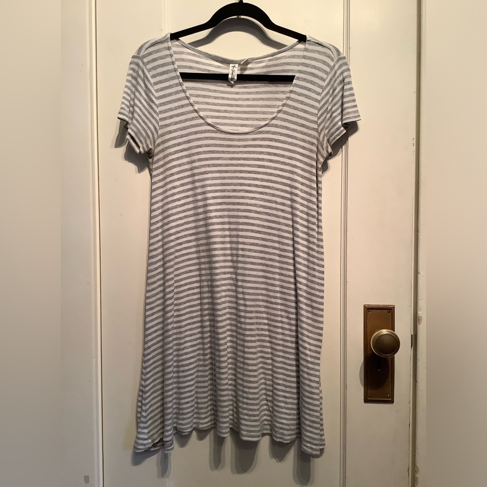 Grey Strip Top with Flare